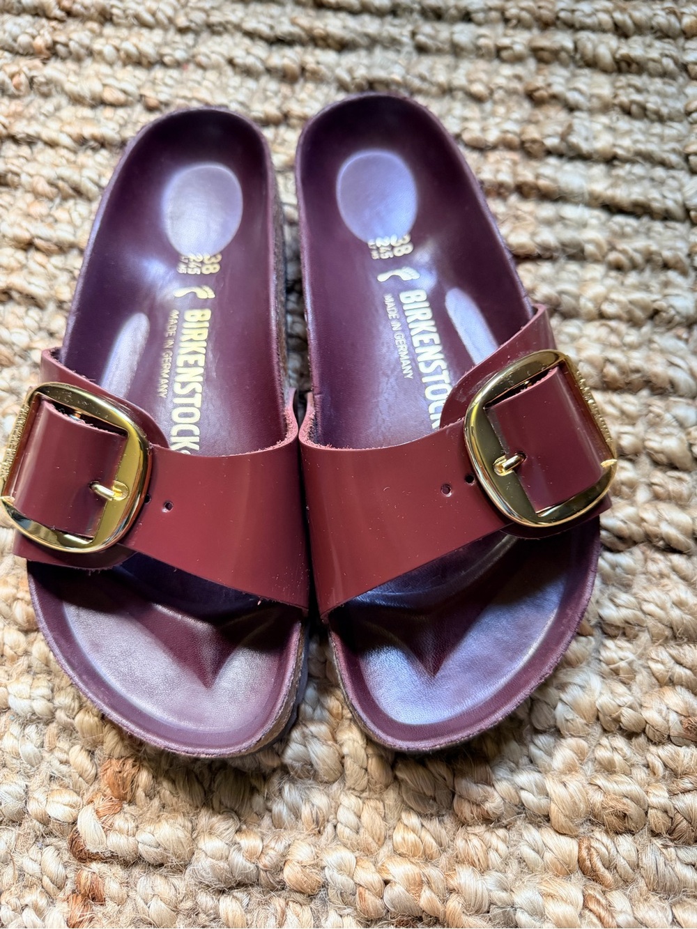 Birkenstock Madrid Big Buckle Slide Sandals in Burgundy